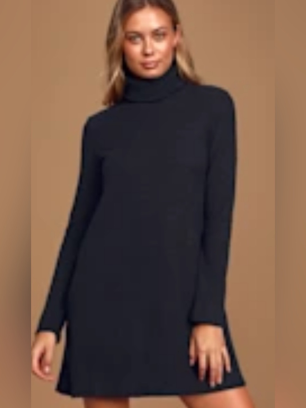 Lulus Alaina Black Long Sleeve Turtleneck Sweater Dress Medium